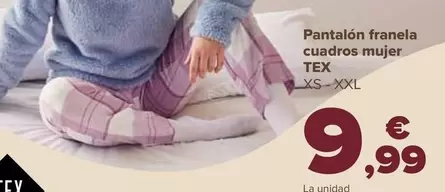 Oferta de TEX - Pantalon Franela Cuadros Mujer por 9,99€ en Carrefour