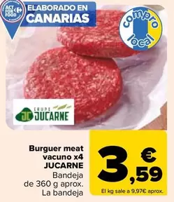 Oferta de Jucarne - Burguer Meat Vacuno X4  por 3,59€ en Carrefour