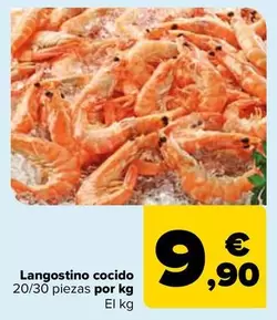 Oferta de Langostino Cocido por 9,9€ en Carrefour