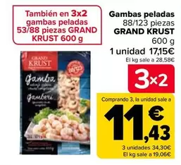 Oferta de Grand Krust - Gambas Peladas 88123 Piezas  por 17,15€ en Carrefour