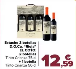 Oferta de El Coto - Estuche 3 Botellas D.O.Ca. "Rioja": 2 Botellas + 1 Botellas por 12,59€ en Carrefour