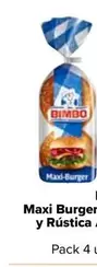 Oferta de Bimbo - En Panes  Maxi Burger Brioche  Y Rústica Artesano  Bimbo  Pack 4 Unidades en Carrefour