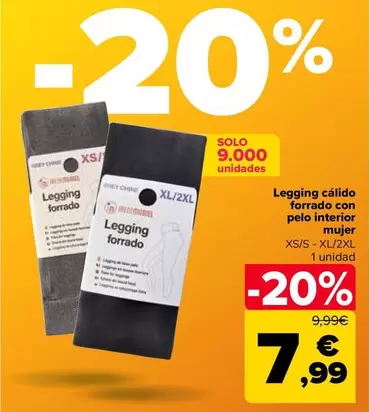 Oferta de Legging Cálido Forrado Con Pelo Interior Mujer por 7,99€ en Carrefour