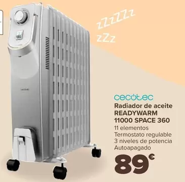 Oferta de Cecotec - Radiador De Aceite  Readywarm  11000 Space 360 por 89€ en Carrefour