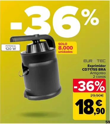 Oferta de Eurotec - Exprimidor CD717SS Bra por 18,9€ en Carrefour