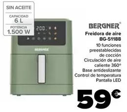 Oferta de Bergner - Freidora De Aire BG-51188 por 59€ en Carrefour