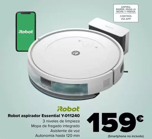 Oferta de Irobot - Robot Aspirador Essential Y-Q011240 por 159€ en Carrefour