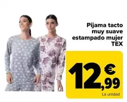 Oferta de TEX - Pijama Tacto Muy Suave Estampado Mujer por 12,99€ en Carrefour