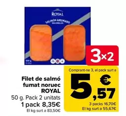 Oferta de Royal - Solomillo De Salmón Ahumado Noruego  por 8,35€ en Carrefour