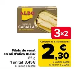 Oferta de Albo - Filetes De Caballa En Aceite De Oliva por 3,45€ en Carrefour