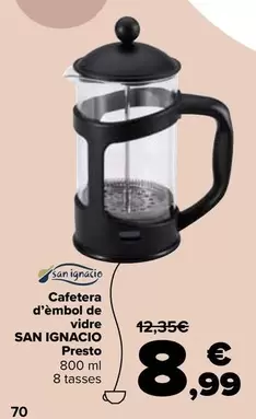 Oferta de San Ignacio - Cafetera De Émbolo De Vidrio  Presto por 8,99€ en Carrefour