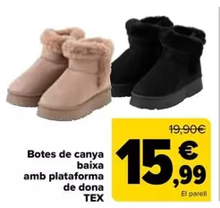 Oferta de TEX - Bota Cana Baja Con Plataforma Mujer por 15,99€ en Carrefour