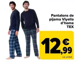 Oferta de TEX - Pantalon Pijama Viyela Hombre por 12,99€ en Carrefour