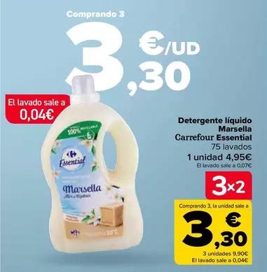 Oferta de Carrefour - Detergente Líquido Marsella Essential por 4,95€ en Carrefour