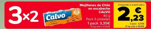 Oferta de Calvo - Mejillones De Chile En Escabeche por 3,35€ en Carrefour