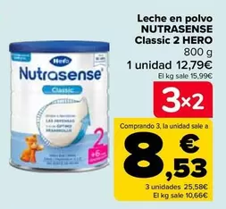 Oferta de Nutrasense - Leche En Polvo Classic 2 Hero por 12,79€ en Carrefour