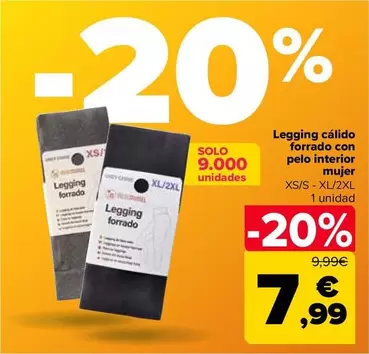 Oferta de Legging Cálido Forrado Con Pelo Interior Mujer por 7,99€ en Carrefour