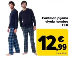 Oferta de TEX - Pantalon Pijama Viyela Hombre por 12,99€ en Carrefour