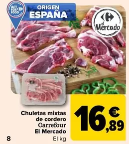 Oferta de Carrefour - Chuletas Mixtas De Cordero  El Mercado por 16,89€ en Carrefour