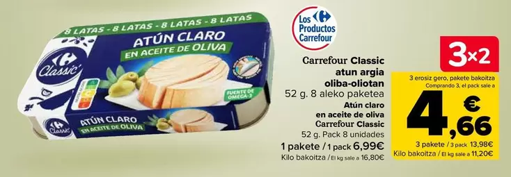 Oferta de Carrefour - Atún Claro En Aceite De Oliva Classic por 6,99€ en Carrefour