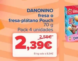 Oferta de Danonino - Fresa O Fresa-Plátano Pouch por 2,39€ en Carrefour