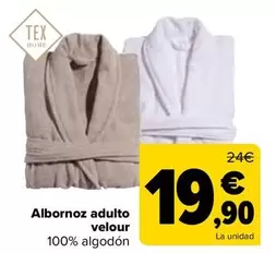 Oferta de Albornoz Adulto Velour por 19,9€ en Carrefour