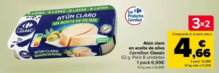 Oferta de Carrefour - Atún Claro En Aceite De Oliva Classic por 6,99€ en Carrefour