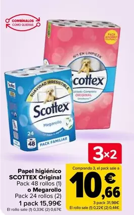 Oferta de Scottex - Papel Higiénico Original O Megarollo por 15,99€ en Carrefour