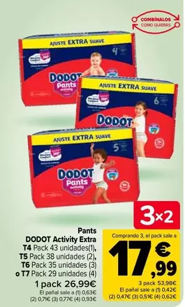 Oferta de Dodot - Pants Activity Extra T4 por 26,99€ en Carrefour