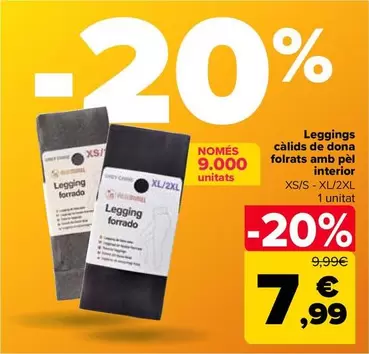 Oferta de Legging Calido Forrado Con Pelo Interior Mujer por 7,99€ en Carrefour