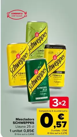 Oferta de Schweppes - Mezcladores por 0,85€ en Carrefour