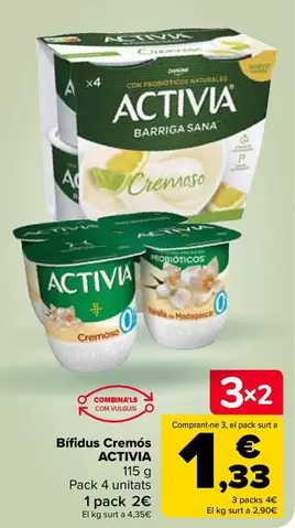 Oferta de Activia - Bífidus Cremoso por 2€ en Carrefour