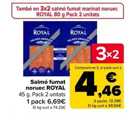 Oferta de Royal - Salmon Ahumado Noruego por 6,69€ en Carrefour