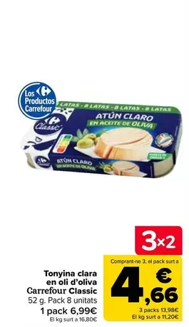 Oferta de Carrefour Classic - Atún Claro En Aceite De Oliva por 6,99€ en Carrefour