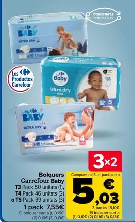 Oferta de Carrefour Baby - Pañales T3 por 7,55€ en Carrefour