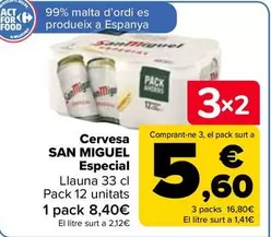 Oferta de San Miguel - Cerveza Especial por 8,4€ en Carrefour