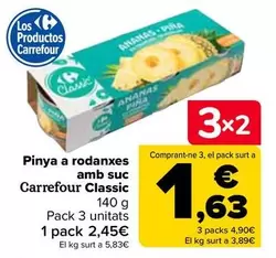 Oferta de Carrefour Classic - Piña En Rodajas En Su Jugo  por 2,45€ en Carrefour