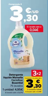 Oferta de Carrefour - Detergente Líquido Marsella Essential por 4,95€ en Carrefour