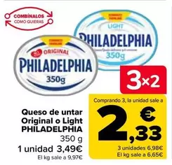 Oferta de Philadelphia - Queso De Untar Original O Light por 3,49€ en Carrefour