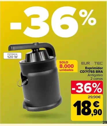 Oferta de Eurotex - Exprimidor CD717SS BrRA por 18,9€ en Carrefour