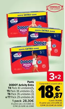 Oferta de Dodot - Pants Activity Extra T4 por 28,3€ en Carrefour