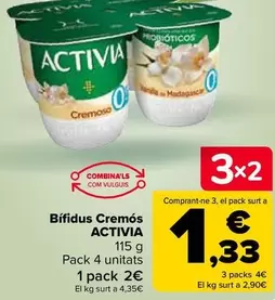 Oferta de Activia - Bífidus Cremoso Activia por 2€ en Carrefour