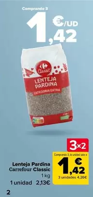 Oferta de Carrefour - Lenteja Pardina Classic  por 2,13€ en Carrefour