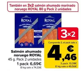 Oferta de Royal - Salmon Ahumado Noruego por 6,69€ en Carrefour