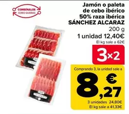 Oferta de Sánchez Alcaraz - Jamón O Paleta De Cebo Ibérico 50% Raza Ibérica por 12,4€ en Carrefour