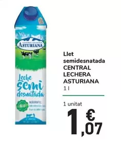 Oferta de Central Lechera Asturiana - Llet Semidesnatada por 1,07€ en Carrefour Express