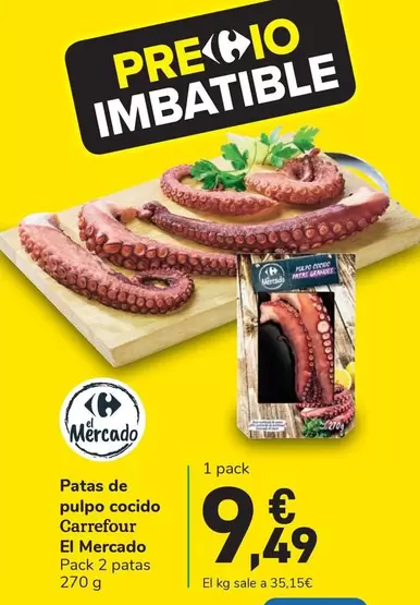 Oferta de Carrefour - Patas De Pulpo Cocido El Mercado por 9,49€ en Carrefour Express