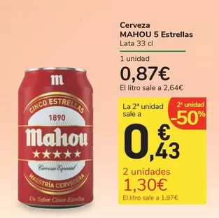 Oferta de Majou - Cerveza 5 Estrellas por 0,87€ en Carrefour Express