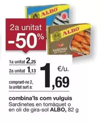 Oferta de Albo - Sardinetes En Tomàquet O En Oli De Gira-sol por 2,25€ en BonpreuEsclat