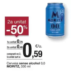 Oferta de Moritz - Cervesa Sense Alcohol 0,0 por 0,79€ en BonpreuEsclat